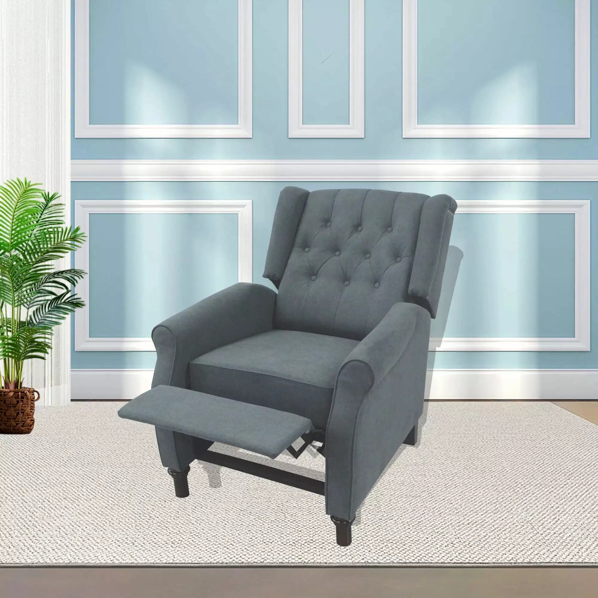 Redde Boo Classic Dark Gray Waterproof Fabric Manual Recliner Sofa