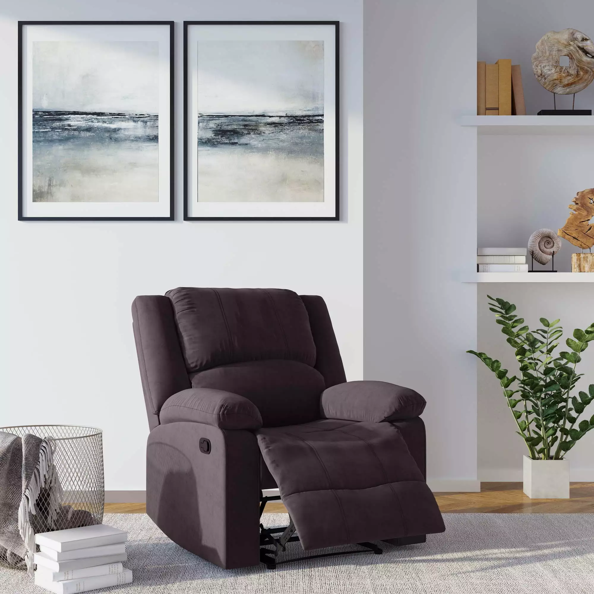 Relax--Lounger Percy Manual Recliner Pull Handle Chocolate Microfiber Living Room