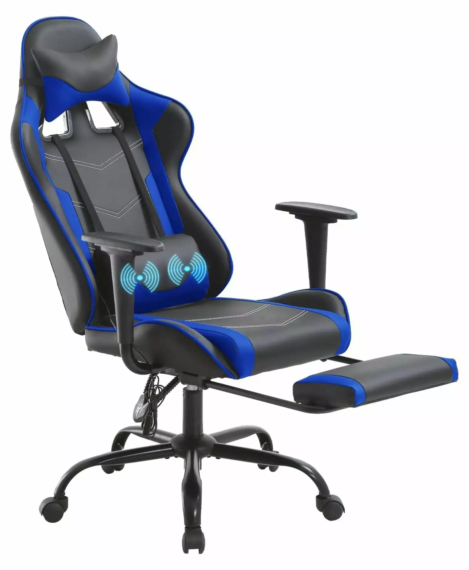 ChicCrest Racing Gaming Chair Office Massage Chair Ergonomic Recliner Computer Desk PU Leather Lumbar Support Footrest Swi...