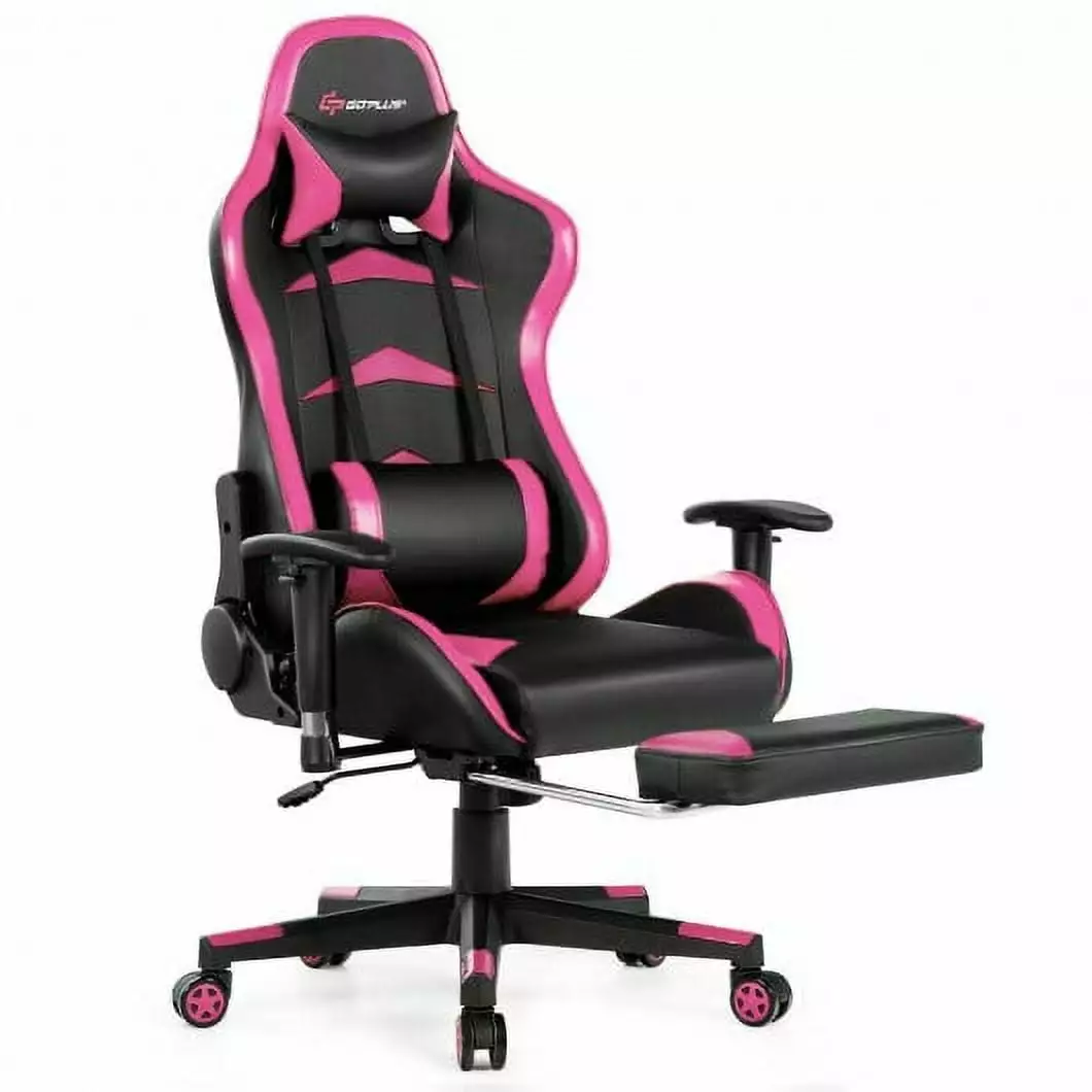 Massage Gaming Chair Footrest Pink Color Comfortable Computer Gamer Chair Lumbar Support Generic