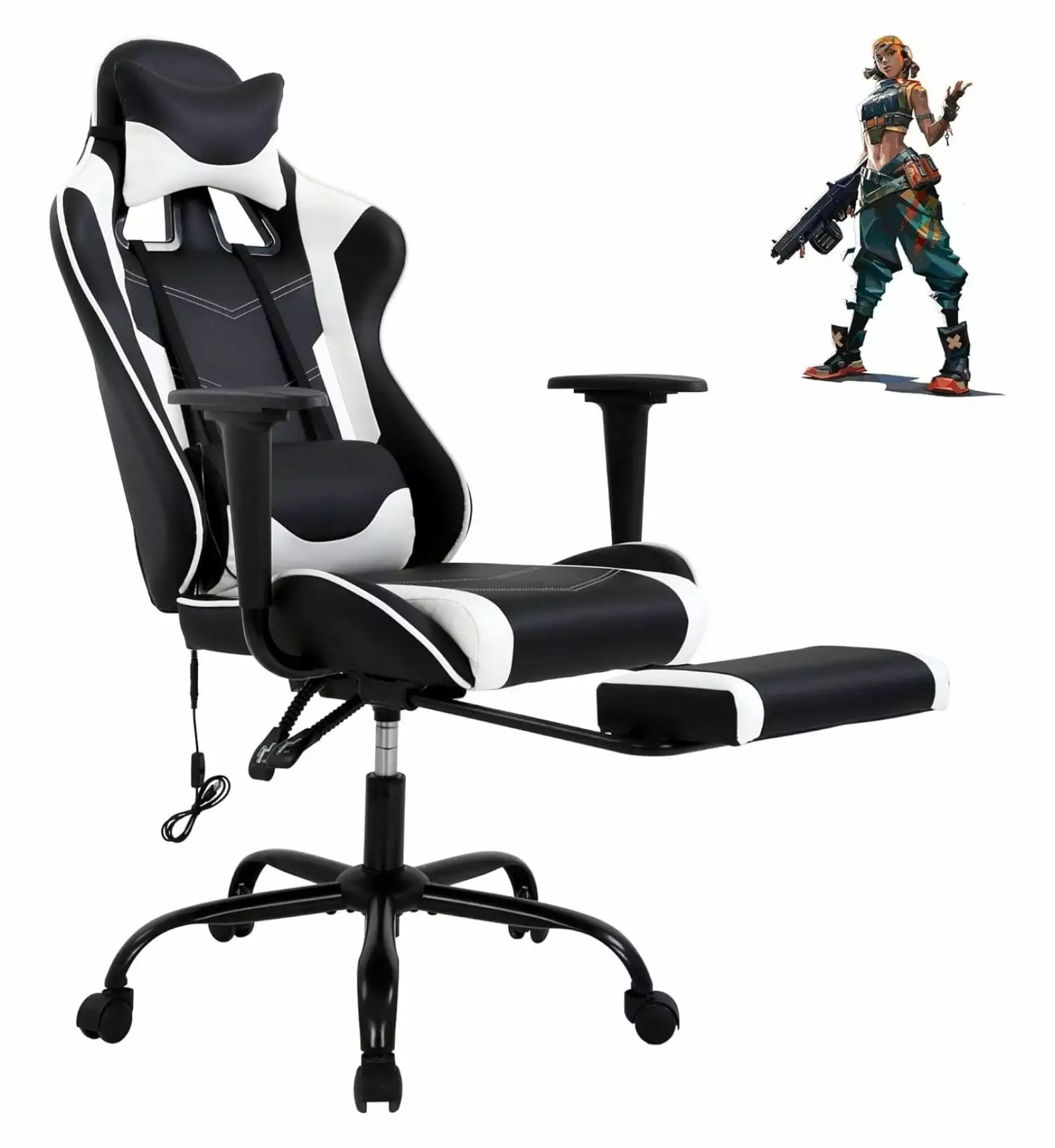 Gaming Chair High Back Computer Chair Footrest Ergonomic PU Leather Racing Office Chair Adjustable Task Chair Headrest Arm...