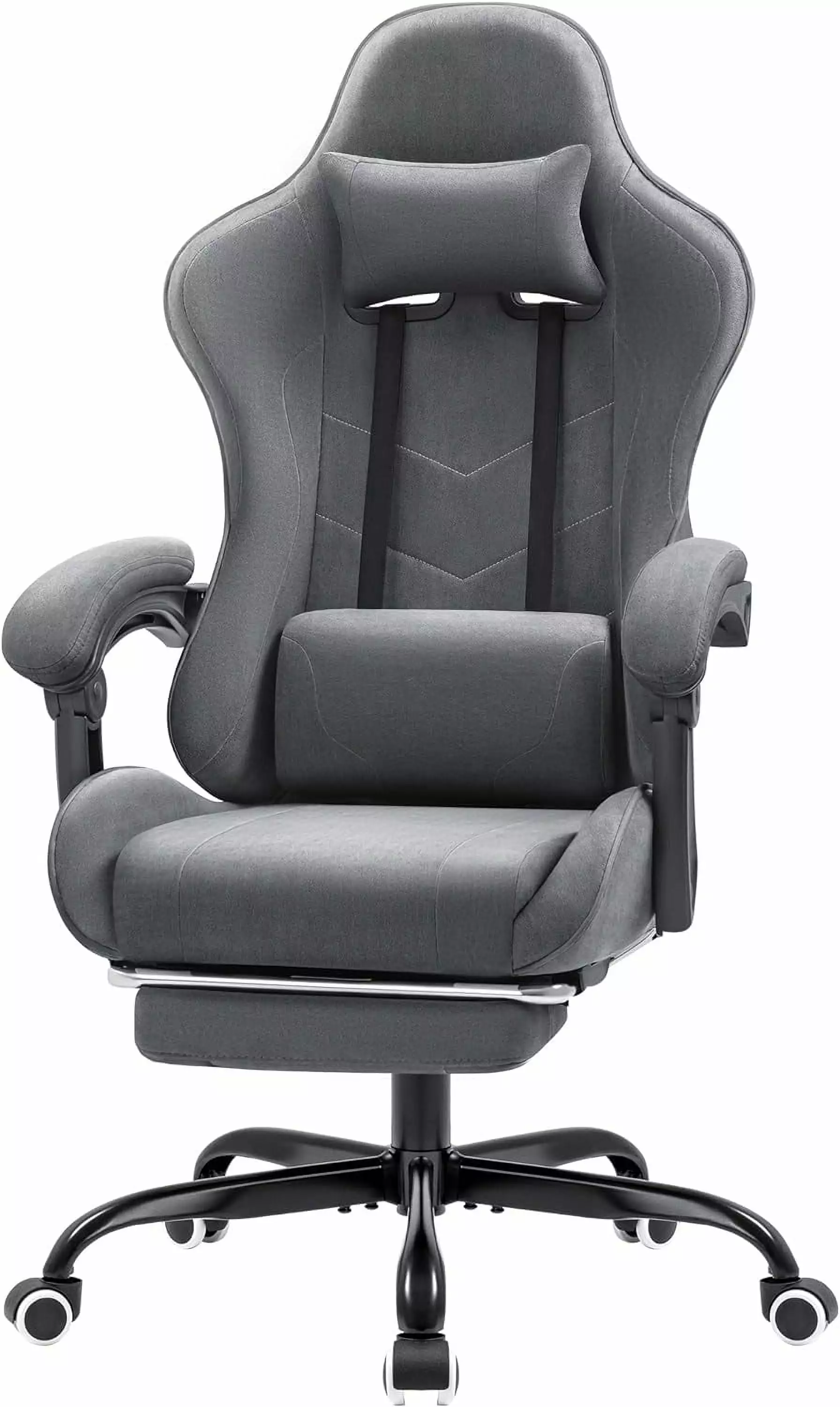 Gaming Chair Video Game Chair Footrest and Massage Lumbar Support Breathable Fabric Swivel Seat FYB