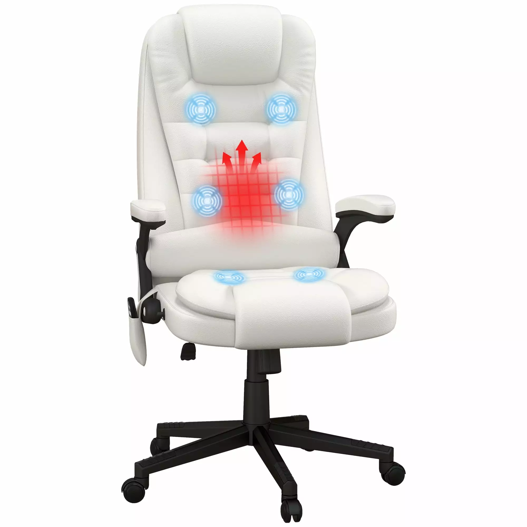 High Back Vibration Massage Office Chair 6 Vibration Points Heated Reclining PU Leather Computer Chair Armrest and Remote ...