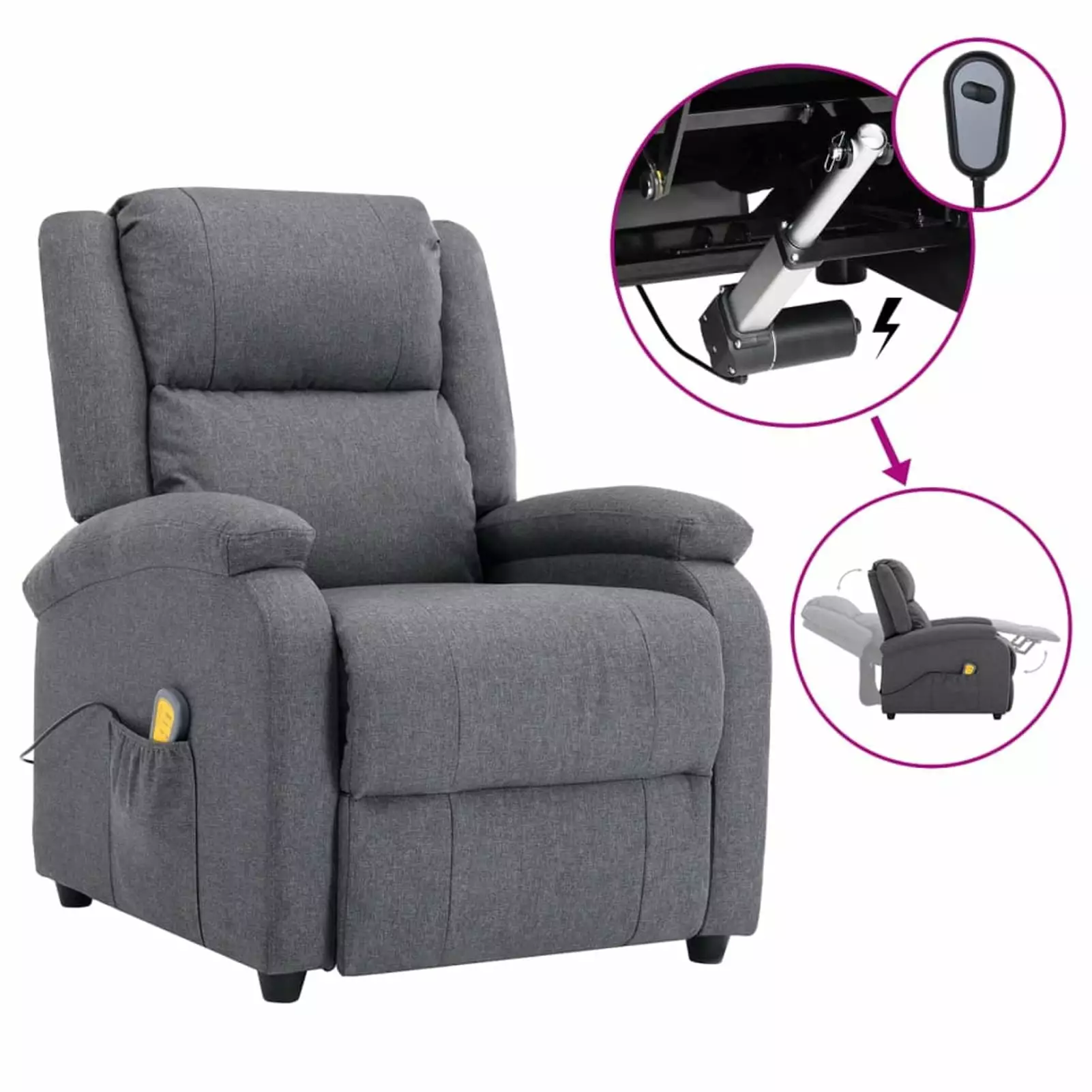 ametoys Massage Recliner Dark Grey Fabric Living Room Chair Comfort Features Aibecy