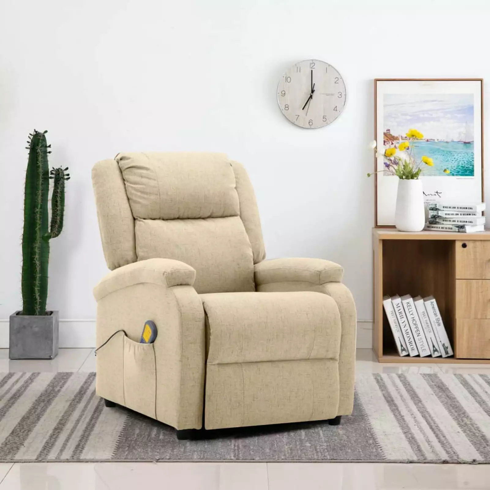 ametoys Massage Recliner Fabric Adjustable Backrest and Footrest Aibecy