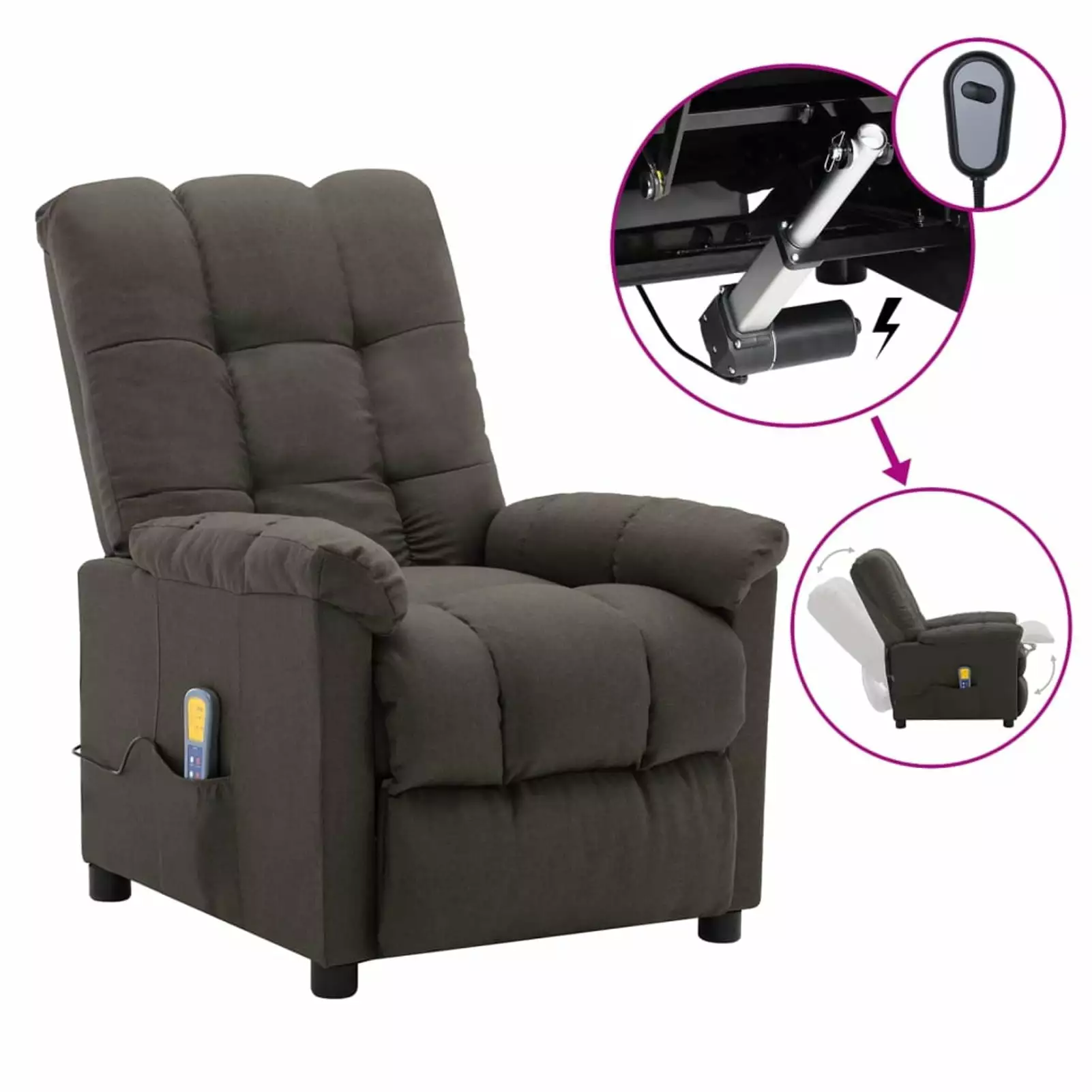ametoys Massage Recliner Taupe Fabric Living Room Aibecy