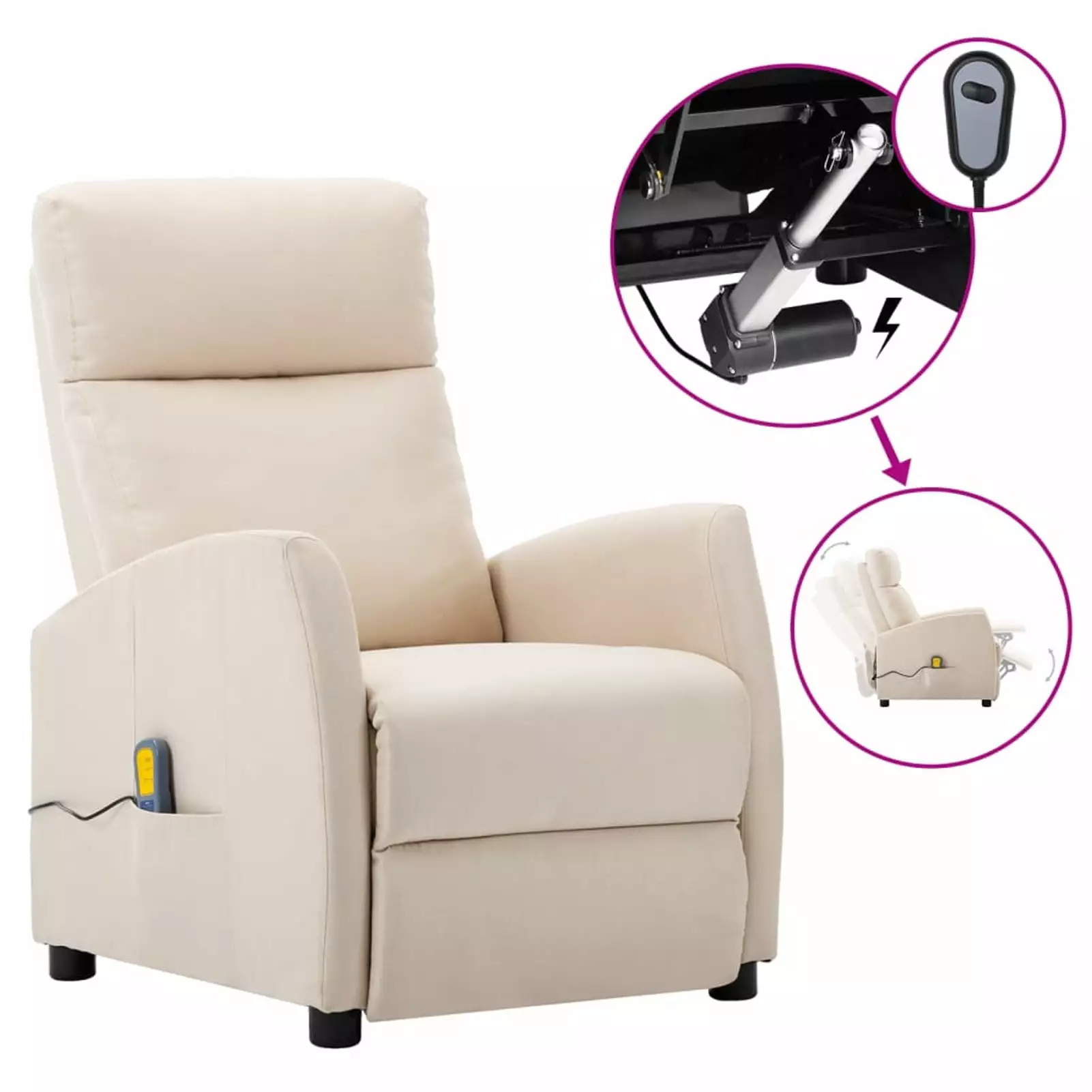 Andoer Electric Massage Reclining Chair Cream Fabric