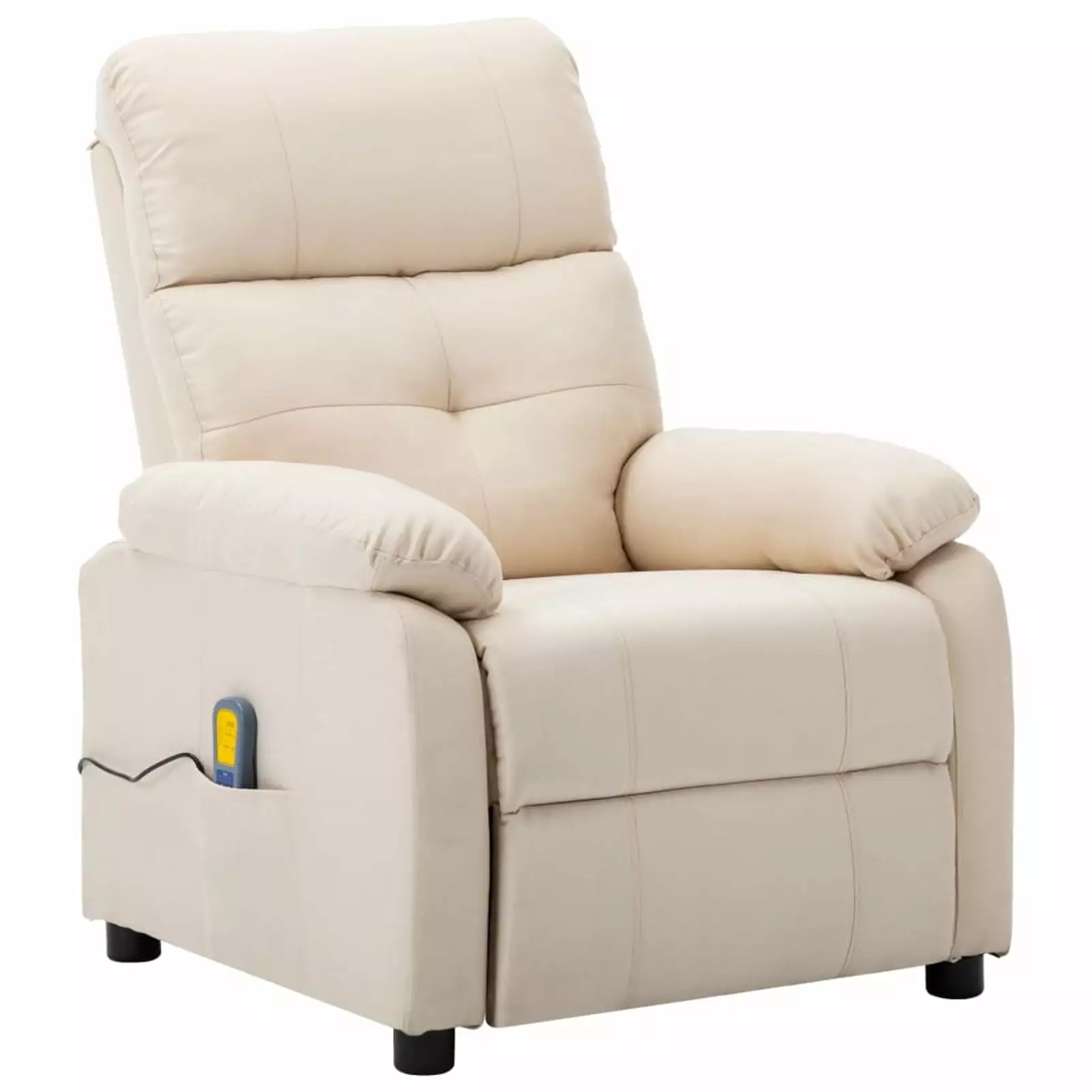 Anself Massage Recliner Extended Footrest Backrest Cream Elderly