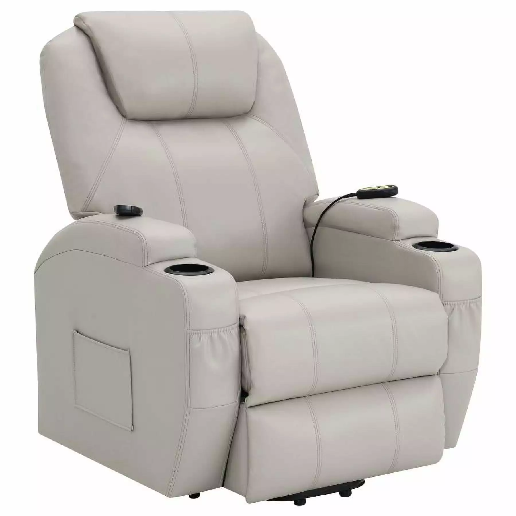 Coaster Sanger Faux Leather Power Lift Recliner Chair Massage Beige Coaster Company