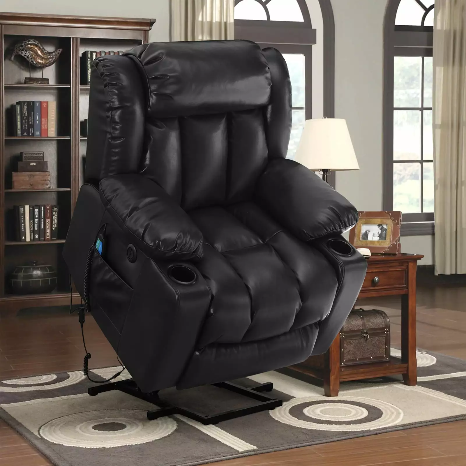 COHOME Large Power Lift Recliner Chair Heat and Massage Black