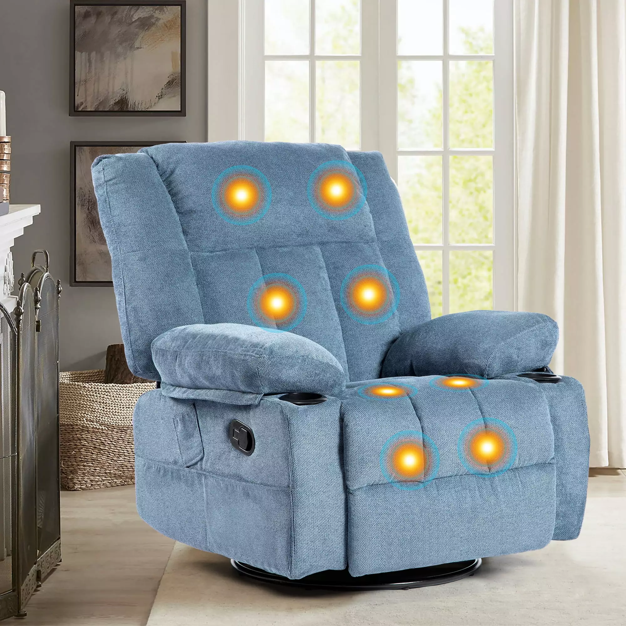 DeeHome Heat and Massage Recliner Elderly Cup Holders and Remote Control