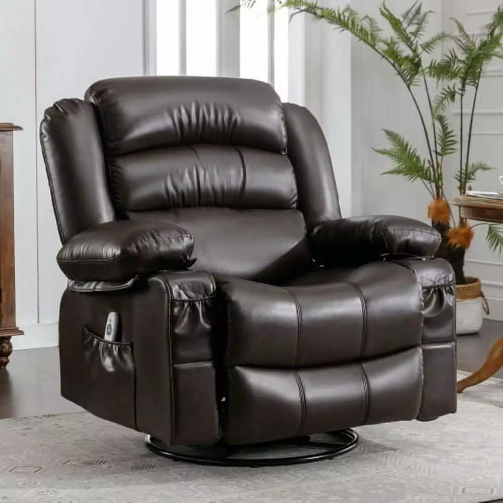 DeeHome Massage Swivel Rocker Recliner Chair Vibration Massage and Heat - Includes Cup Holders and USB Charge Port
