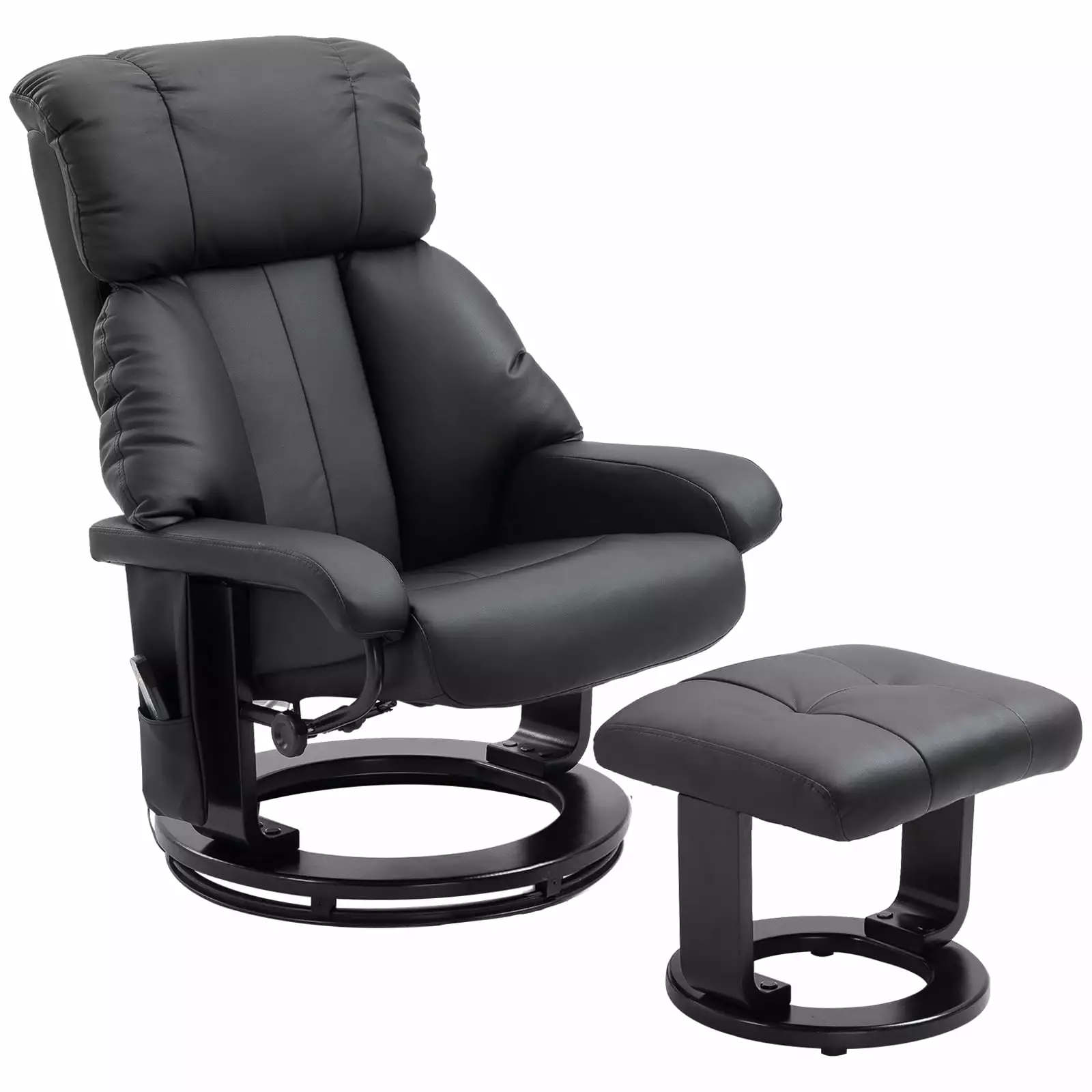 DeeHome Recliner Ottoman Footrest and Vibration Massage Black Faux Leather