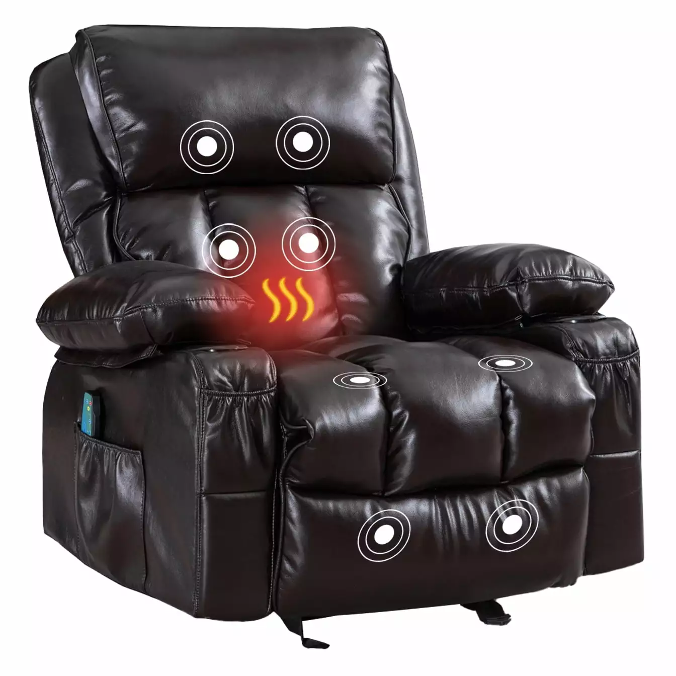 Homiyad Recliner Chair Heating and Rocking Function Brown Living Room