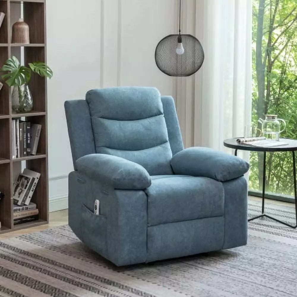 Blue Power Recliner Chair Massage and Heating Living Room Hypeshops