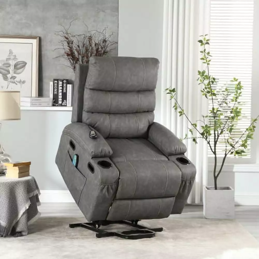 Large Electric Power Lift Recliner Chair 8-Point Massage and Lumbar Heat Elderly Hypeshops