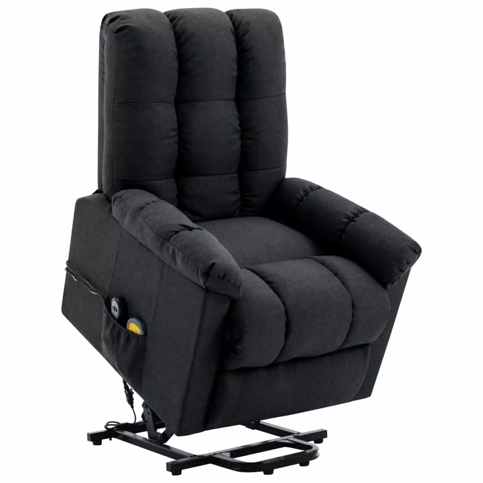 Anself Adjustable Lift Massage Recliner Chair Dark Gray Fabric Elderly iKayaa