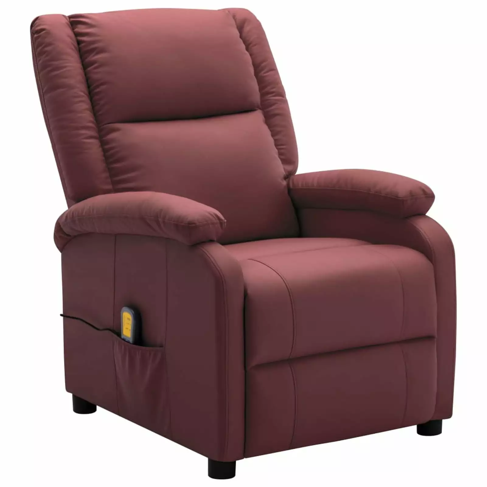 Anself Massage Reclining Chair Extended Footrest and Side Pocket Faux Leather iKayaa