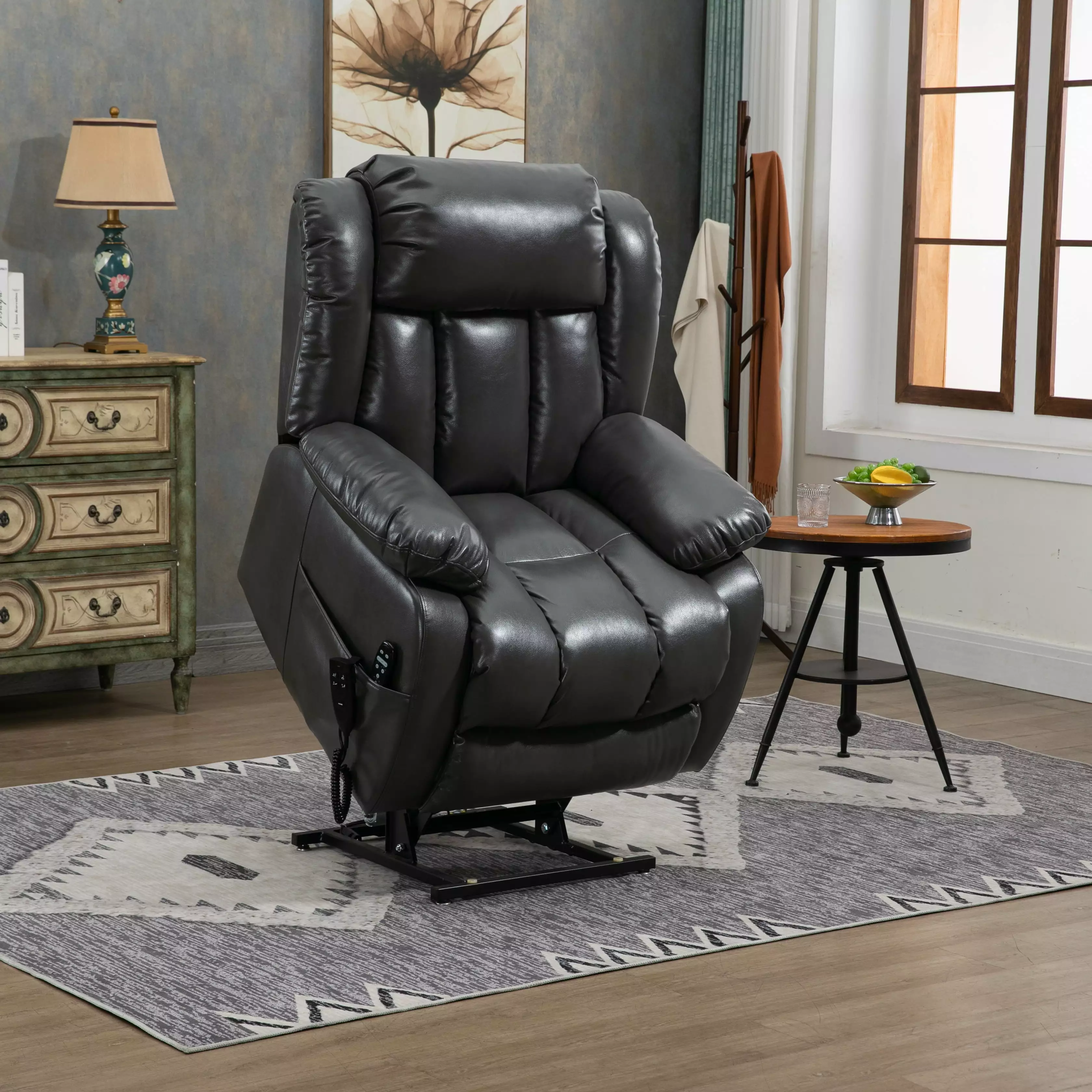 Dual Motor Infinite Position Power Lift Recliner Chair Massage Heating Grey Jamini
