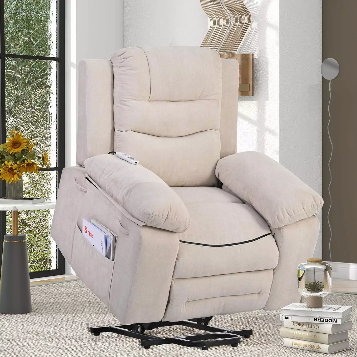 Kadyn Massage Recliner Modern Power Lift Chair Elderly Linen Heating