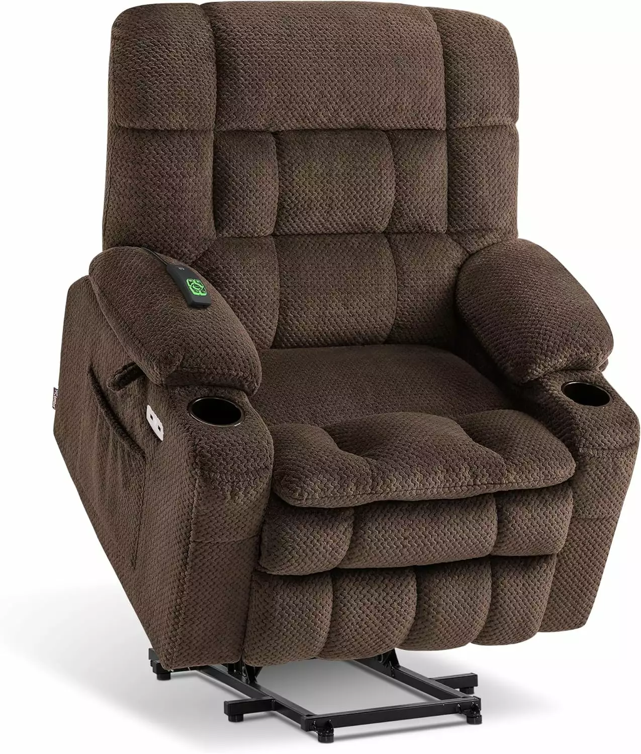 MCombo Small Dual Motor Power Lift Recliner Chair Sofa Massage and Heat Elderly Coffee Fabric
