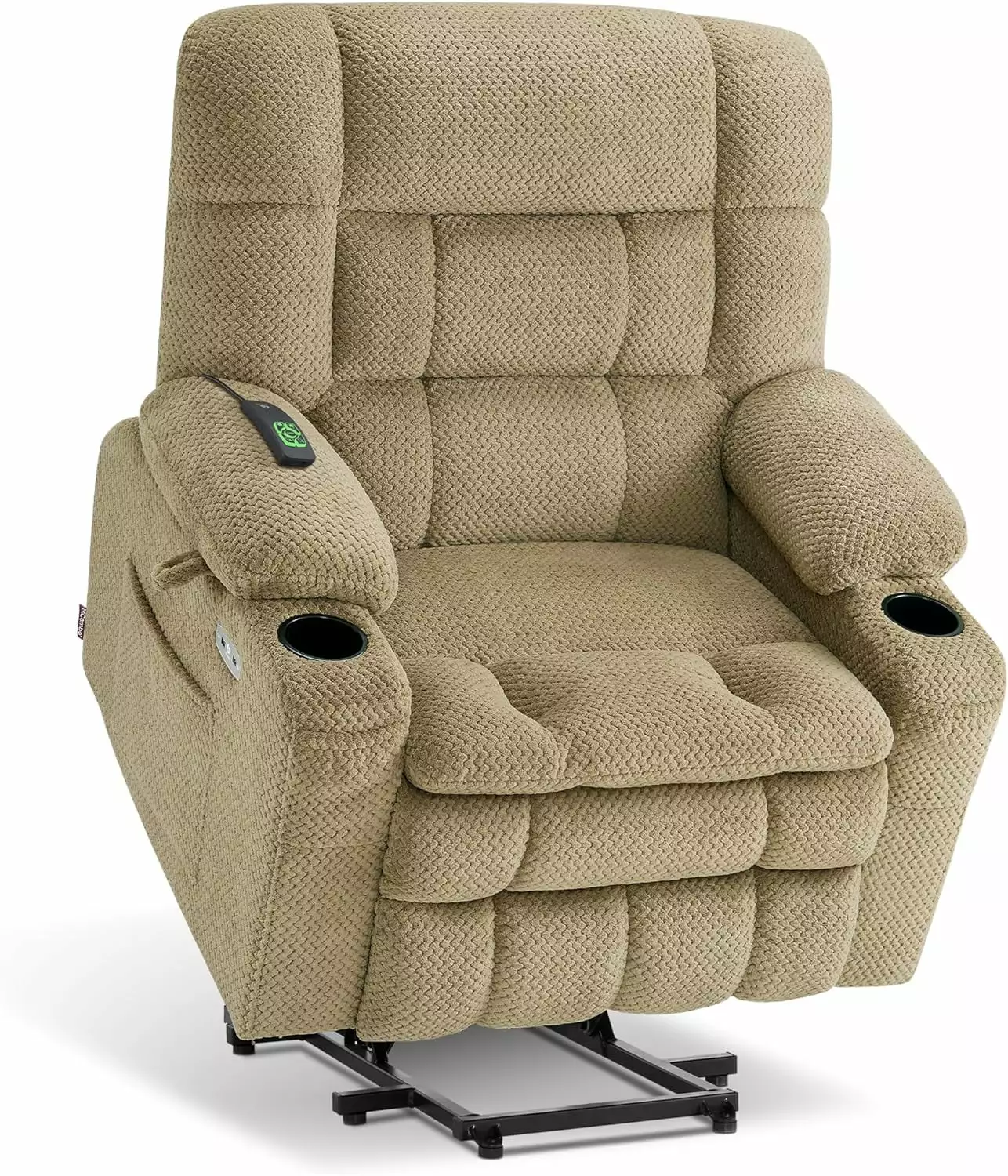 MCombo Small Dual Motor Power Lift Recliner Chair Sofa Massage and Heat Elderly Beige Fabric