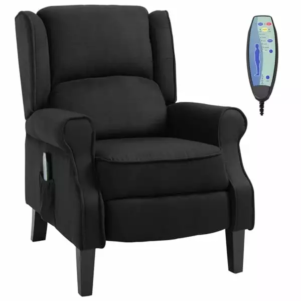 Miekor Black Massage Recliner Chair Wingback Single Sofa Vibration Massage Heat Push Back