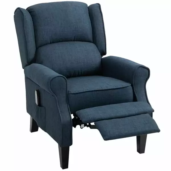 Miekor Dark Blue Massage Recliner Chair Wingback Single Sofa Vibration Massage Heat Push Back