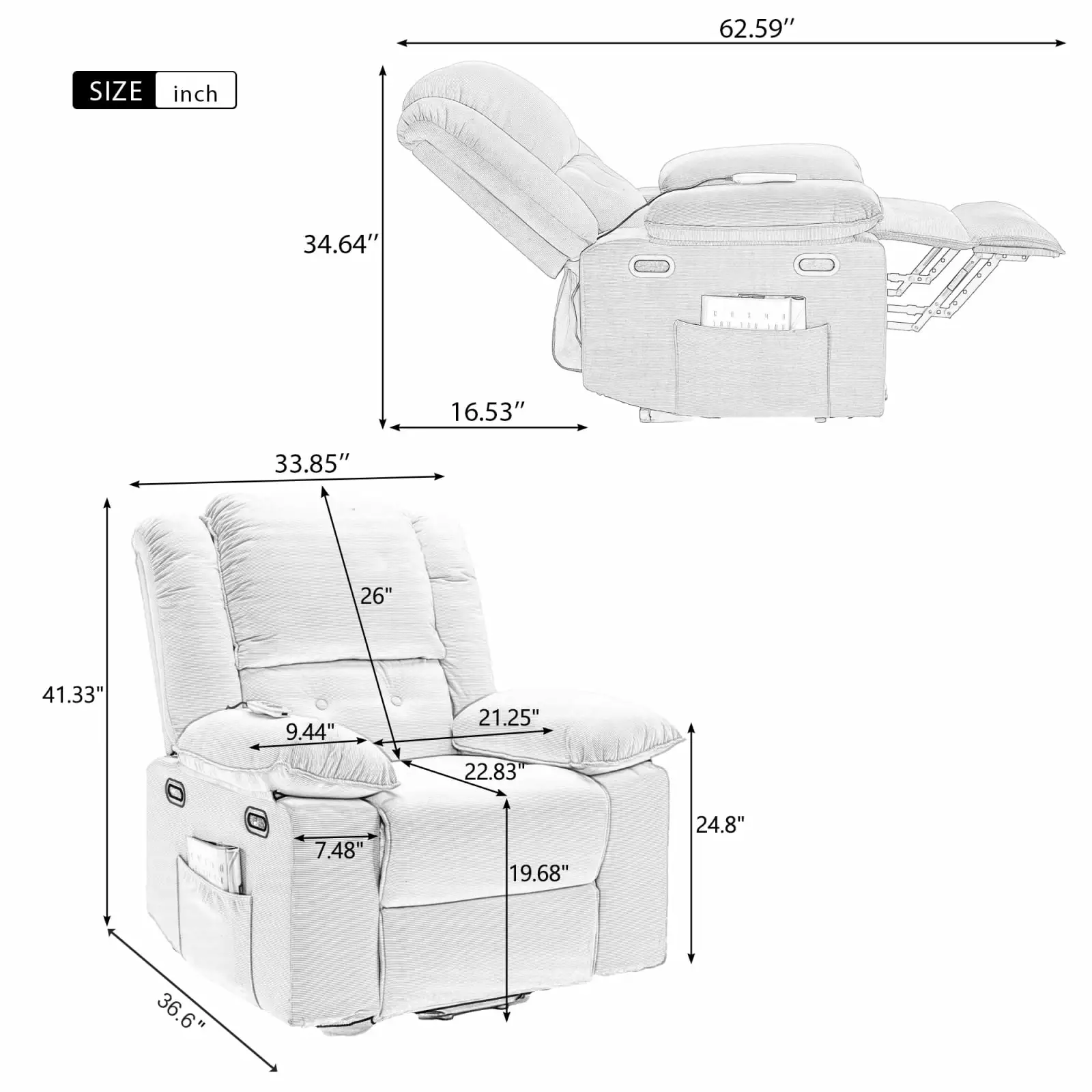 Miekor Furniture Massage Recliner Power Lift and Heating Function Green