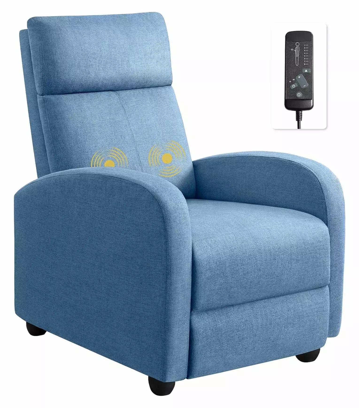 TiaGOC Massage Recliner Chair Adjustable Fabric Reclining Sofa Footrest - Blue
