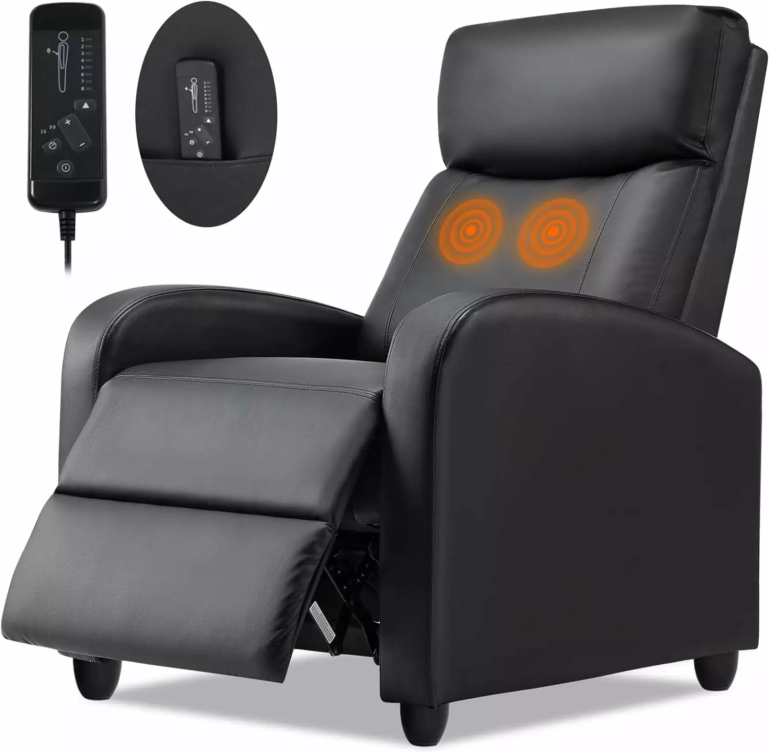Recliner Chair Adults - Massage PU Leather Recliner Sofa Living Room - Adjustable Home Theater Seating Padded Seat Backres...