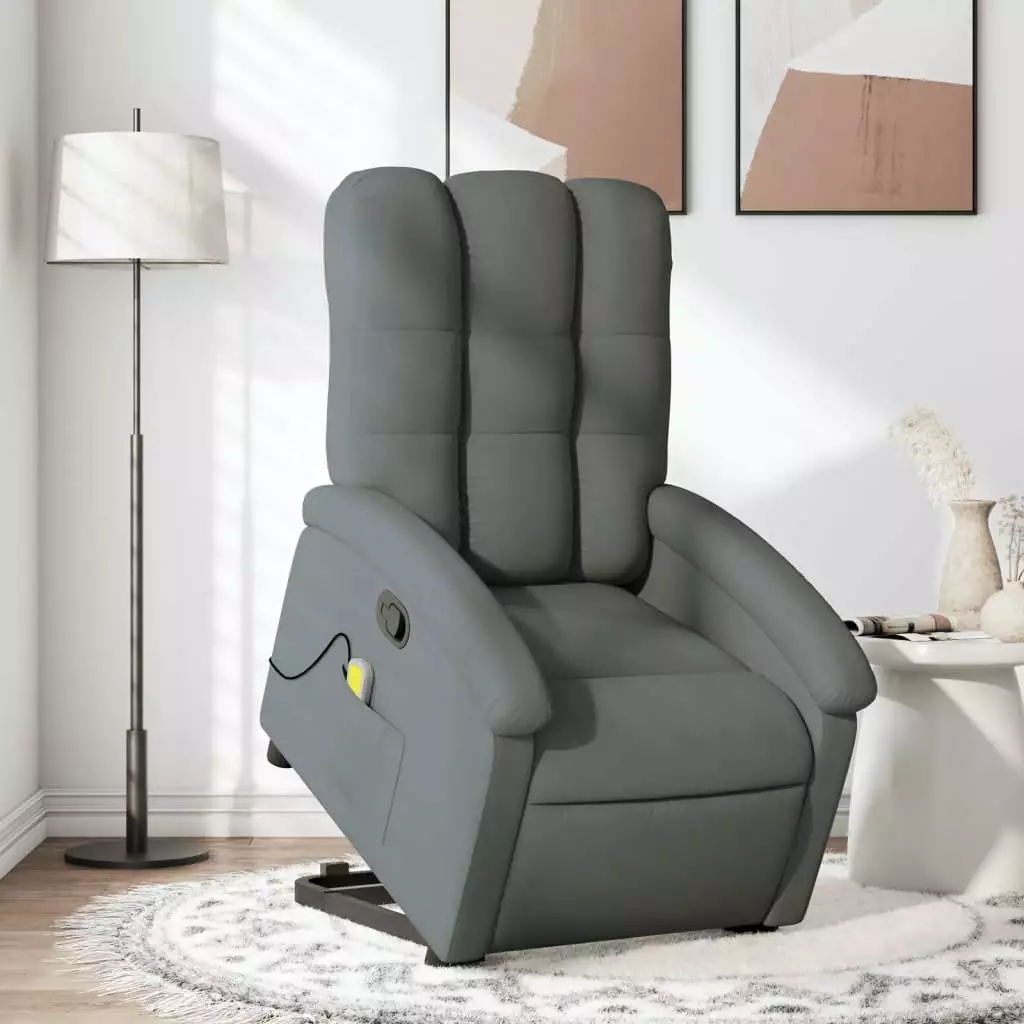 Uteam Dark Gray Fabric Massage Chair Recliner Relaxation Comfort Home Office Use