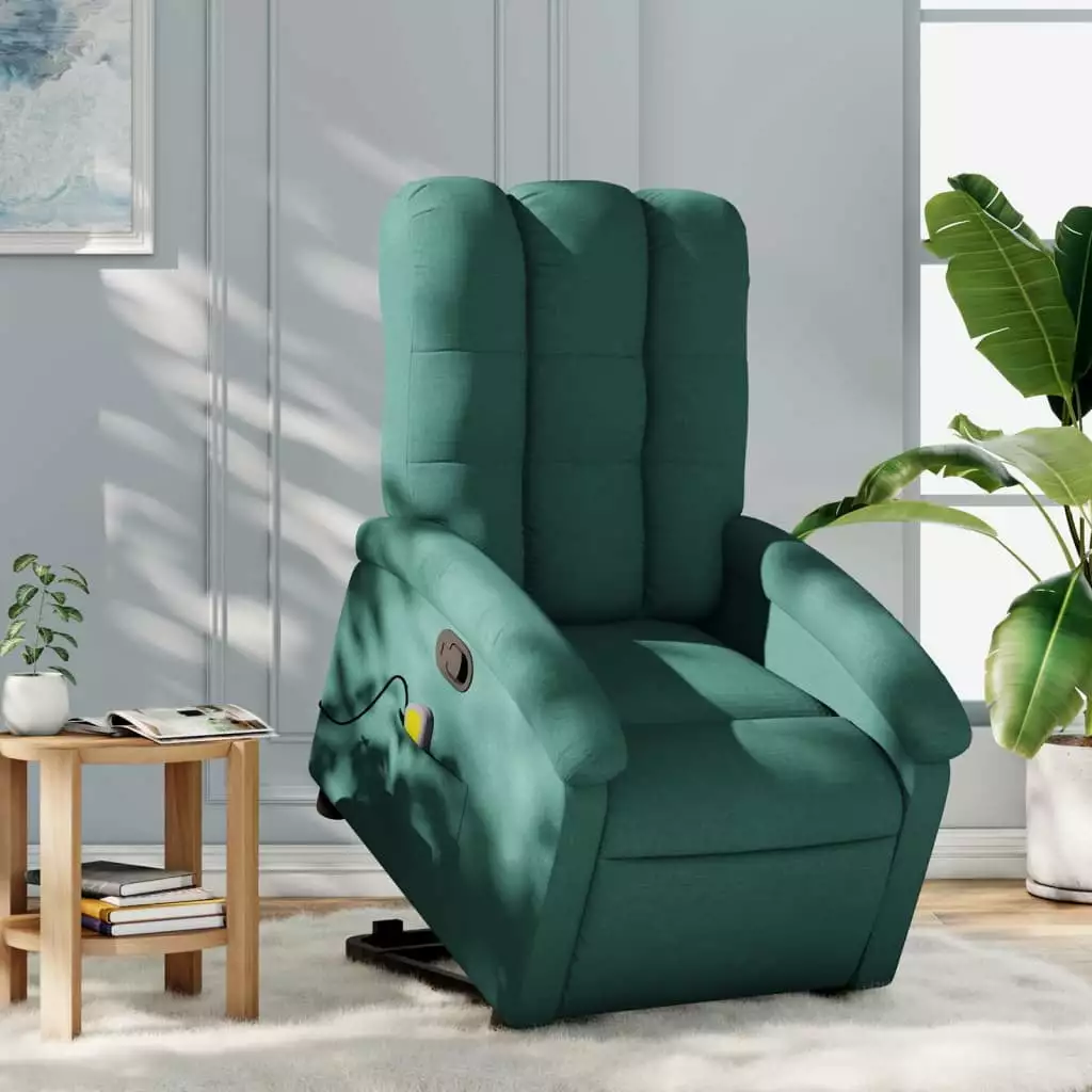 Uteam Dark Green Fabric Massage Recliner Chair Remote