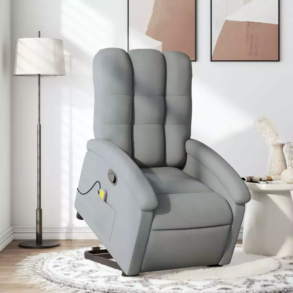 Uteam Light Gray Fabric Massage Chair Recliner Comfortable Lounge Chair Home Office