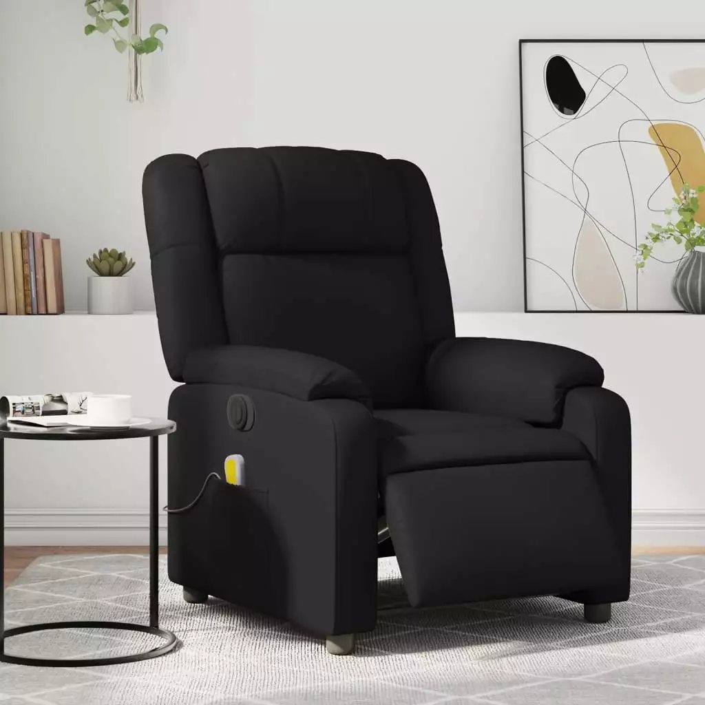 vidaXL Electric Massage Recliner Chair Black Faux Leather Multiple Massage Modes