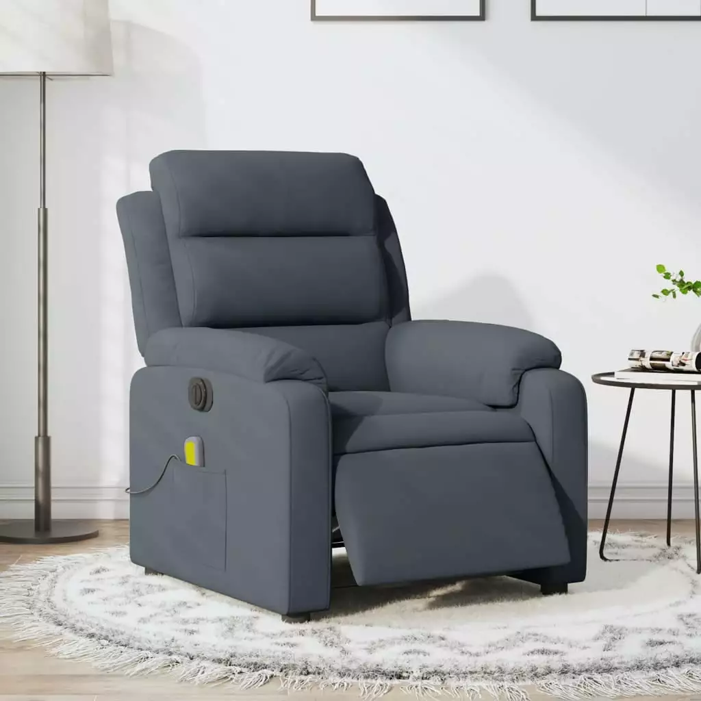 vidaXL Electric Massage Recliner Chair Dark Gray Velvet - Comfortable Lounge Chair Massage Function