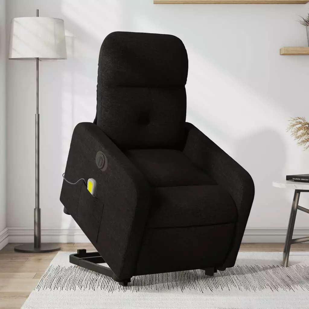 vidaXL Electric Stand Up Massage Recliner Chair Black Fabric Living Room Furniture