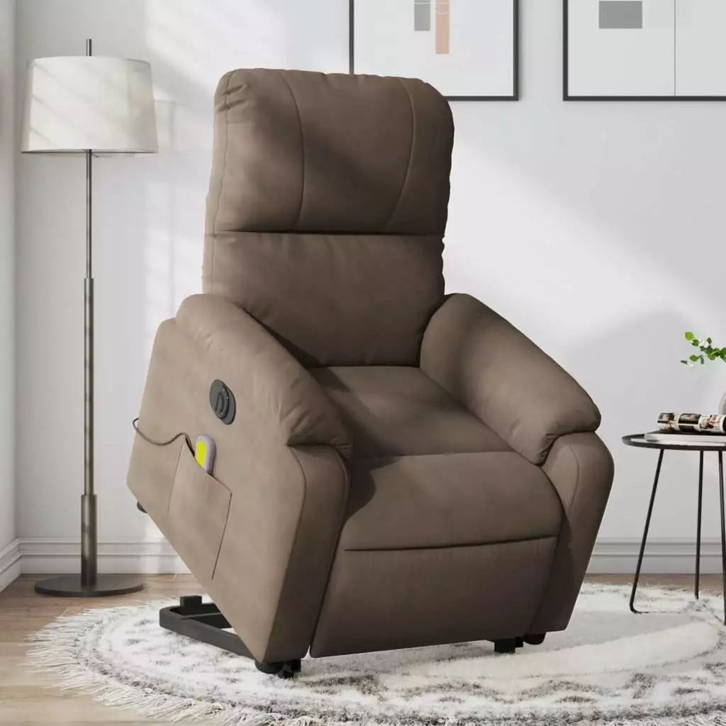 vidaXL Electric Stand up Massage Recliner Chair Brown Microfiber - Zero Gravity Recliner