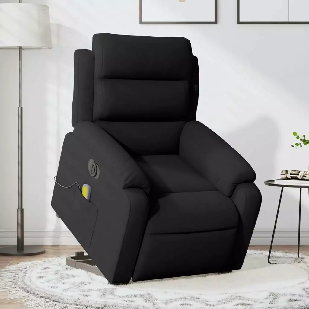 vidaXL Electric Stand up Massage Recliner Chair Black Velvet Power Lift Recliner Elderly