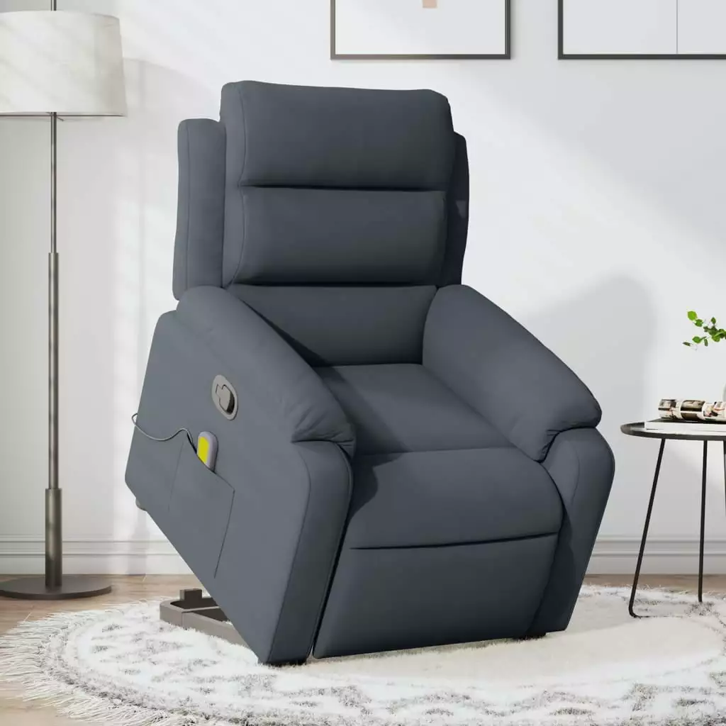 vidaXL Stand up Massage Recliner Chair Dark Gray Velvet - Electric Recliner Zero Gravity Position