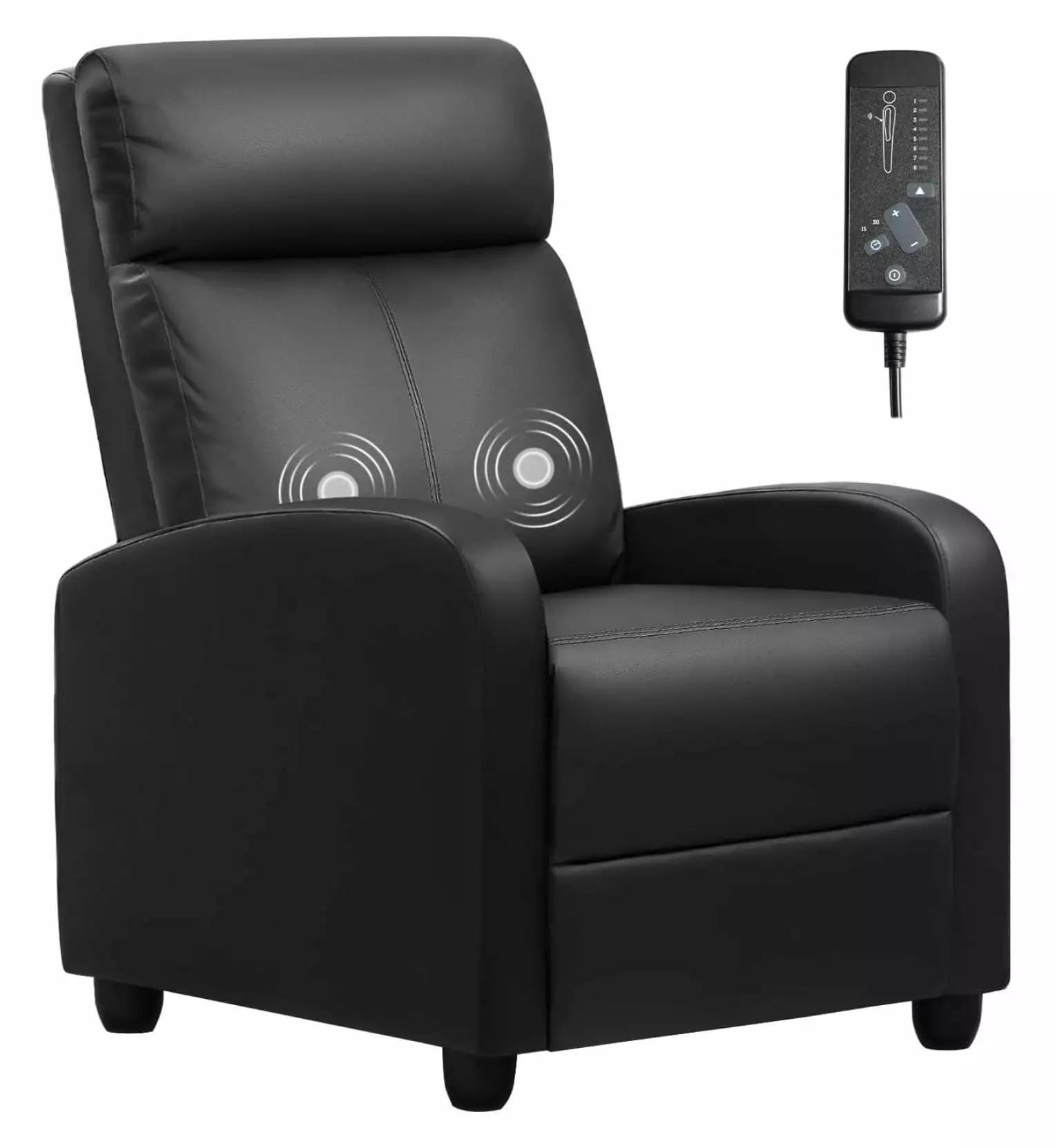 YOSITiuu Massage Recliner Chair Living Room Adjustable PU Leather Reclining Chair Black