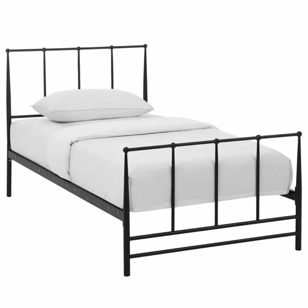 Modway Estatus Modern Sturdy Powder Coated Steel Twin Bed Frame Brown
