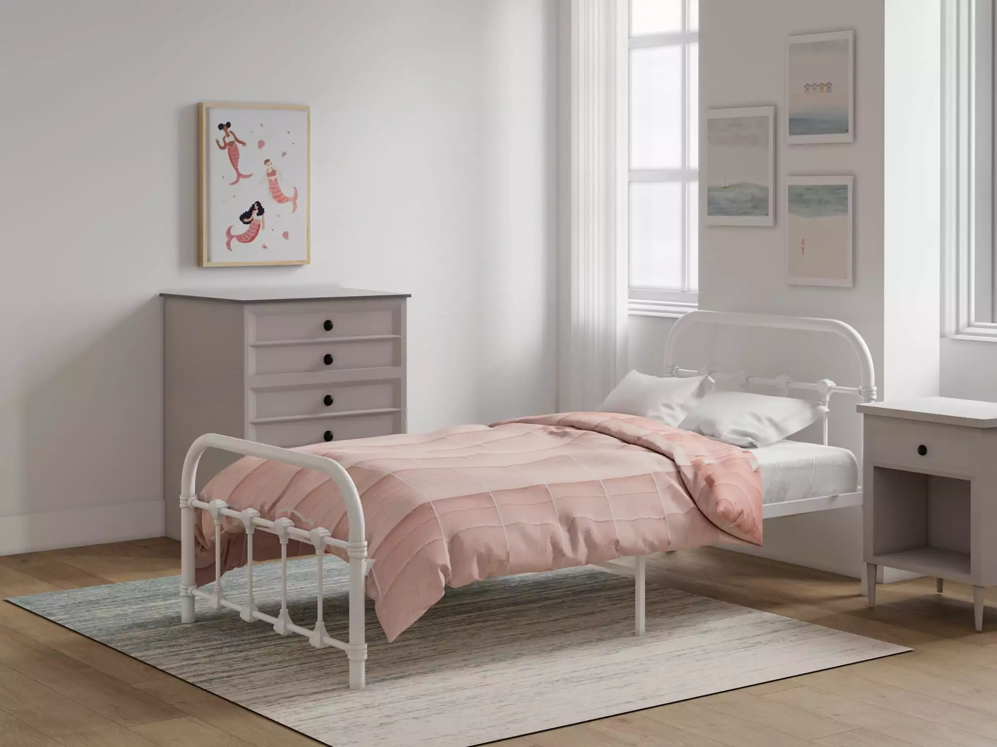 BK Furniture Melissa Twin Metal Bed Multiple Colors Rack Furniture