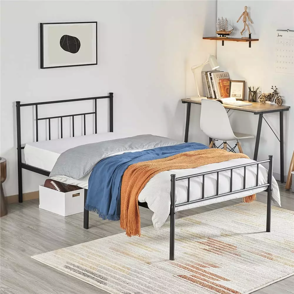 Yaheetech Metal Bed Frame Headboard & Footboard - Twin Size - Black