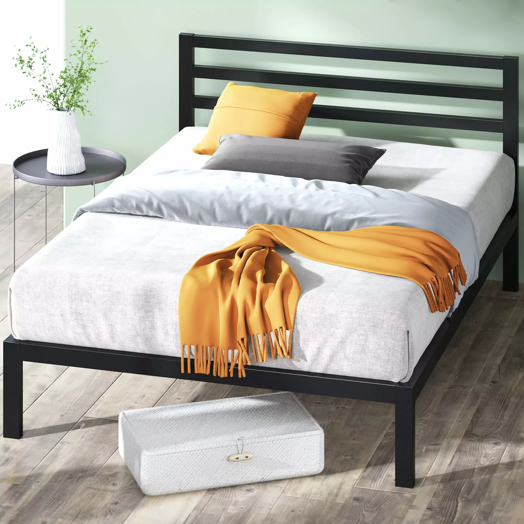 Zinus Mia 38 Metal Platform Bed Frame Headboard Queen