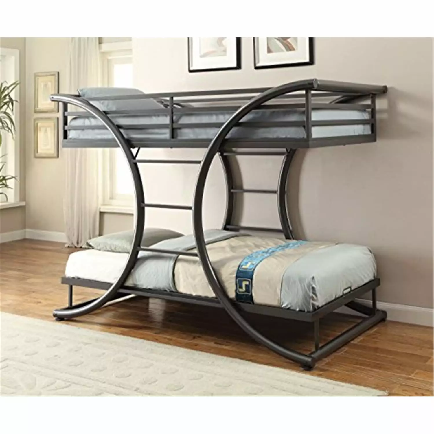Coaster Stephan Modern Twin Over Twin Metal Bunk Bed Gray Finish Coaster Company