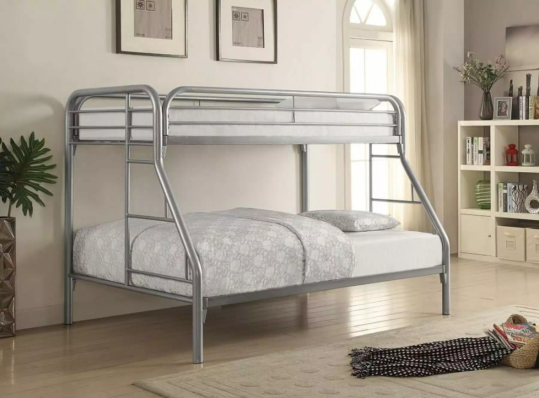 Morgan Twin Over Full Bunk Bed Silver Finish - Space Saving Metal Bunk Bed Frame Coaster Company