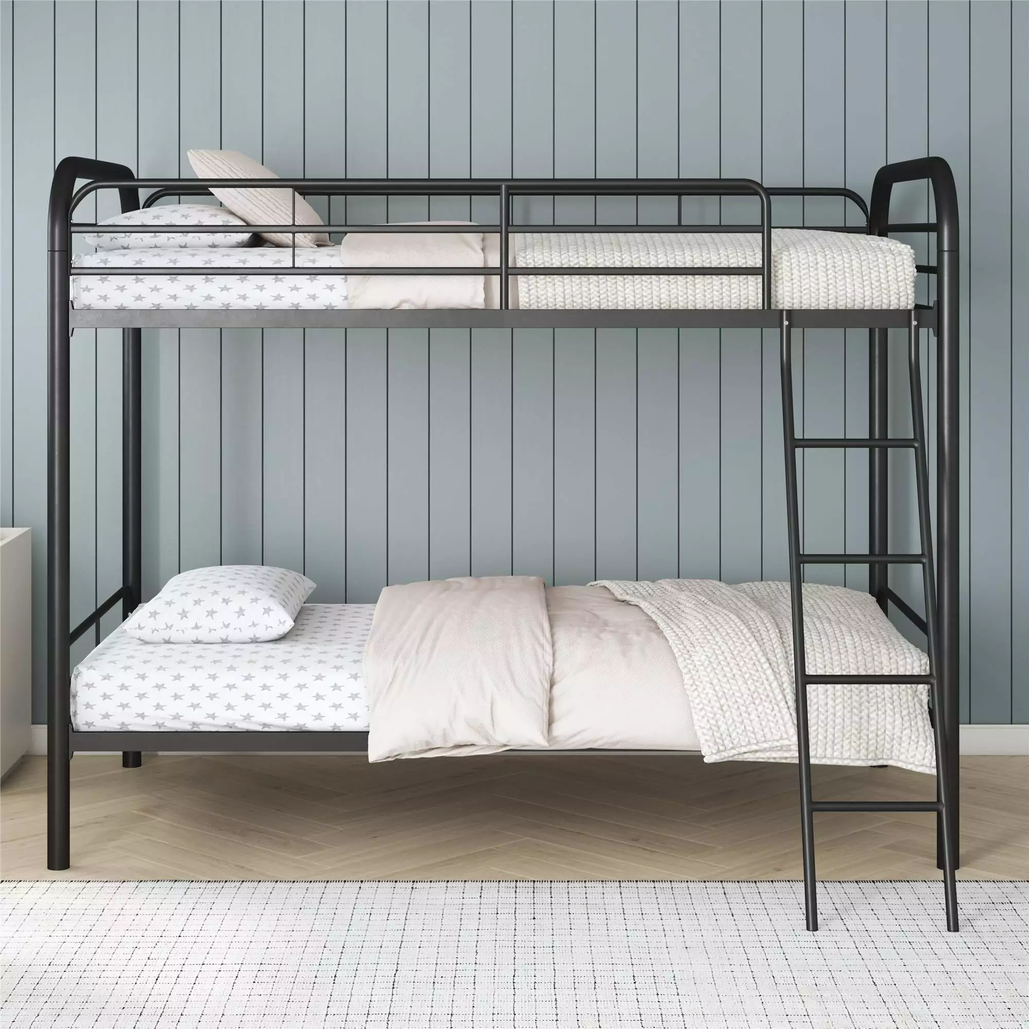 DHP Dusty Twin over Twin Metal Bunk Bed Ladder Black