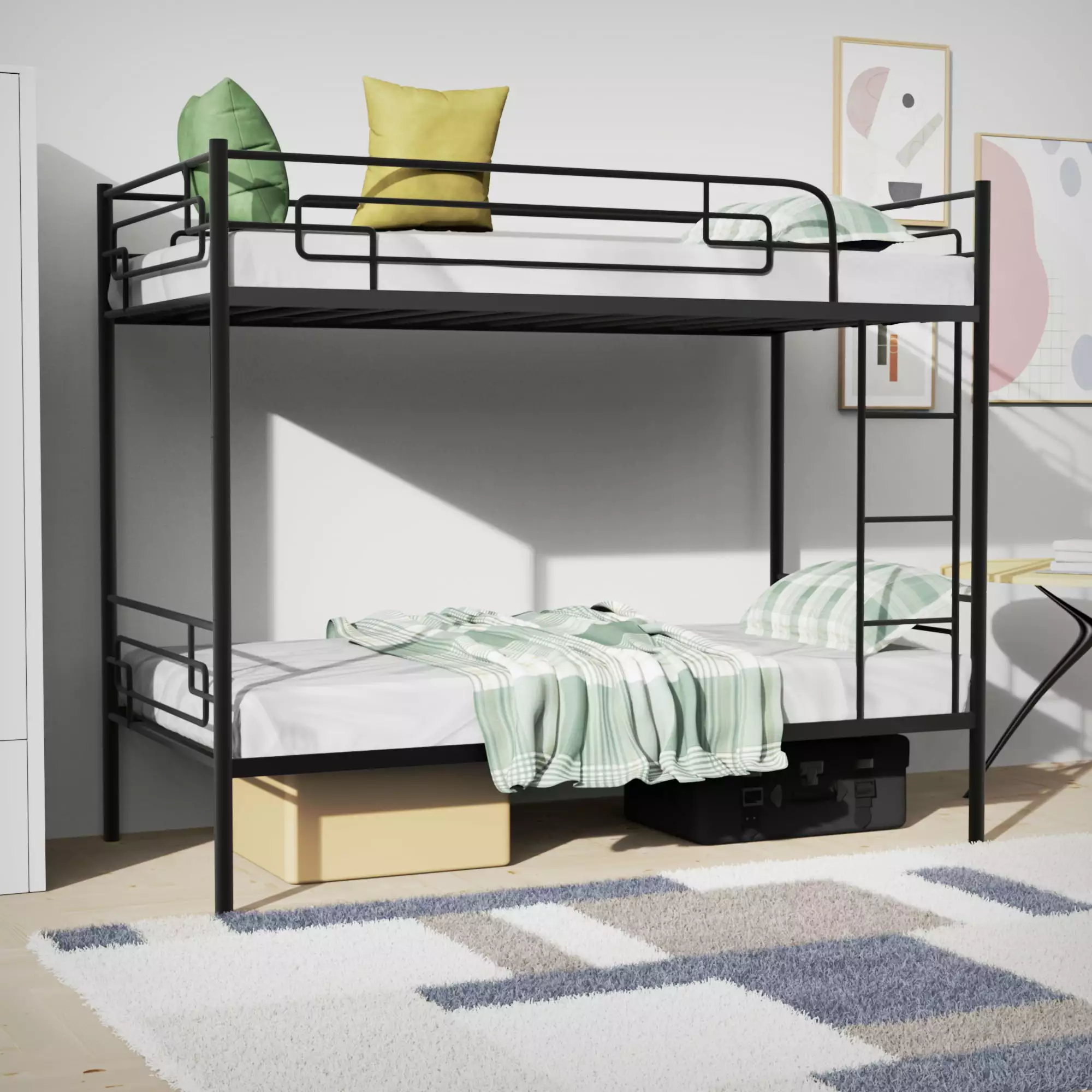 DreamBuck Twin over Twin Metal Bunk Bed Adults Teens Convertible Ladder