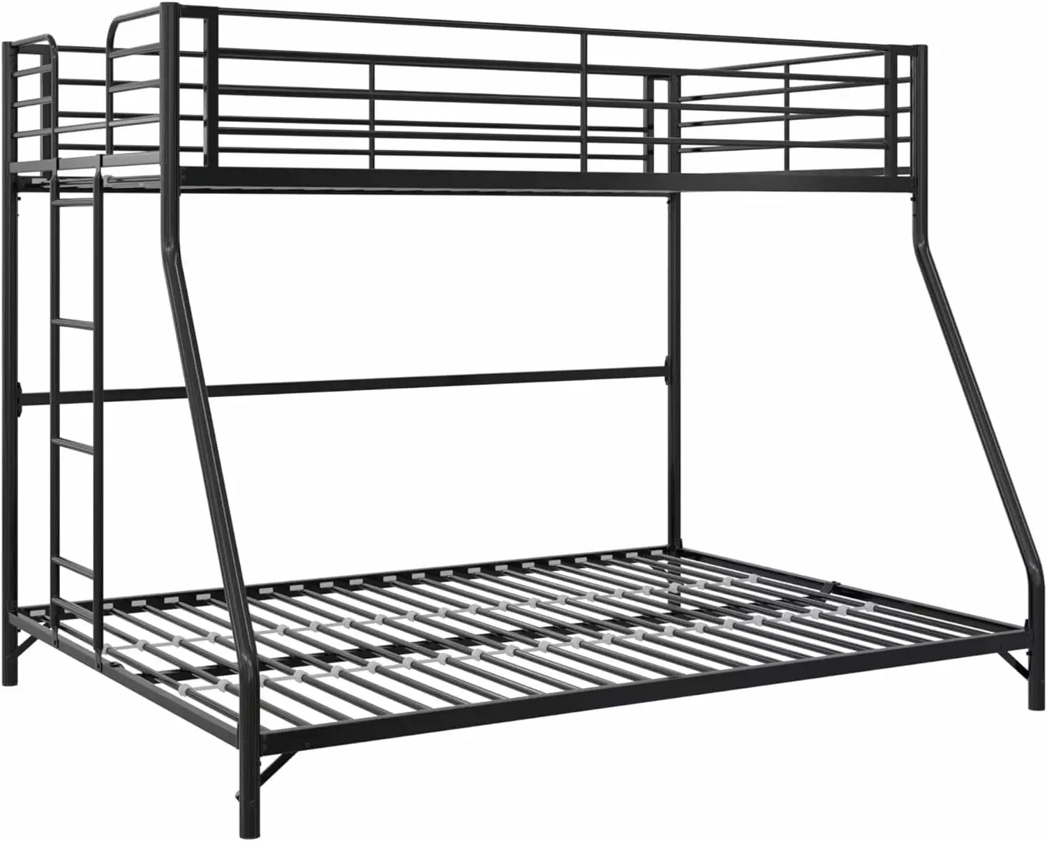 GOURE Daven Easy Assembly Kids Metal Bunk Bed Twin Over Full Black Sturdy Frame Children's Bedroom